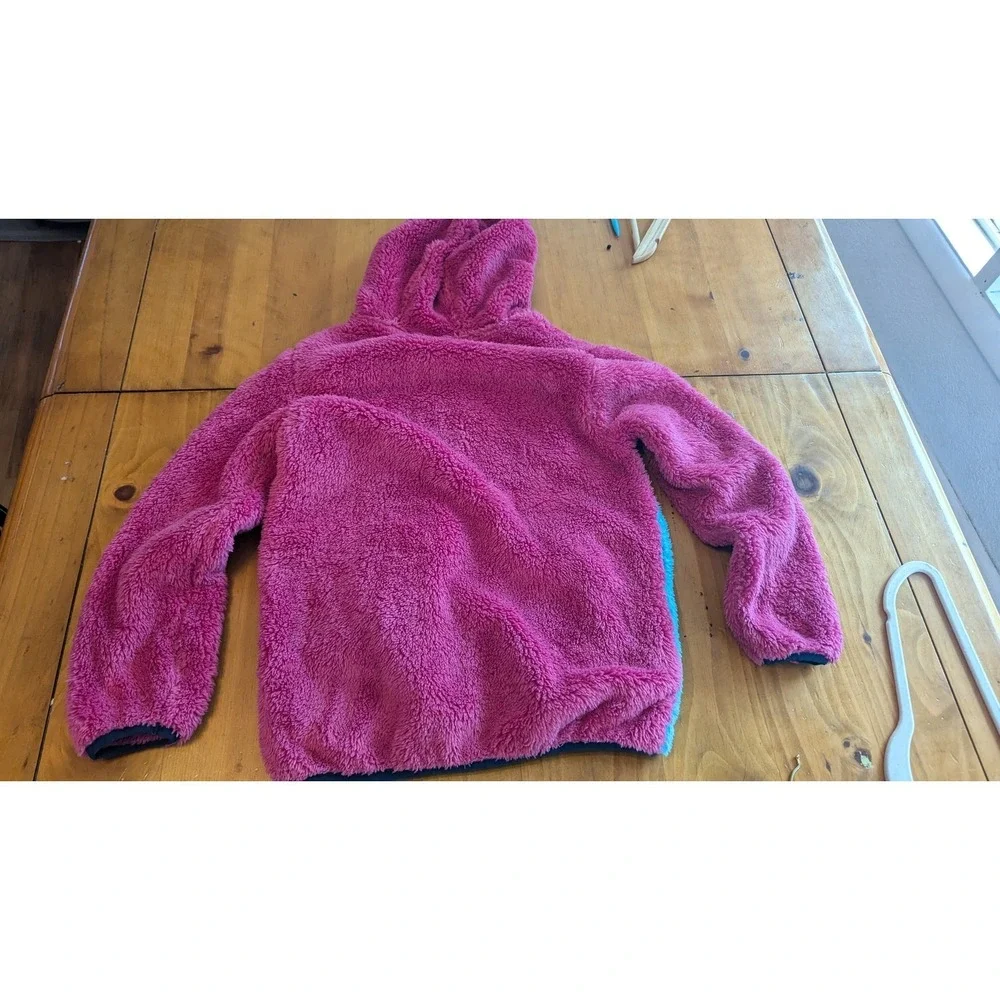 Eddie Bauer Kids Fleece Hooded‎ Jacket Size M (10/12) Pink Blue Color Block